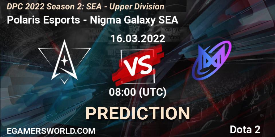 Polaris Esports - Nigma Galaxy SEA: ennuste. 16.03.2022 at 07:20, Dota 2, DPC 2021/2022 Tour 2 (Season 2): SEA Division I (Upper)