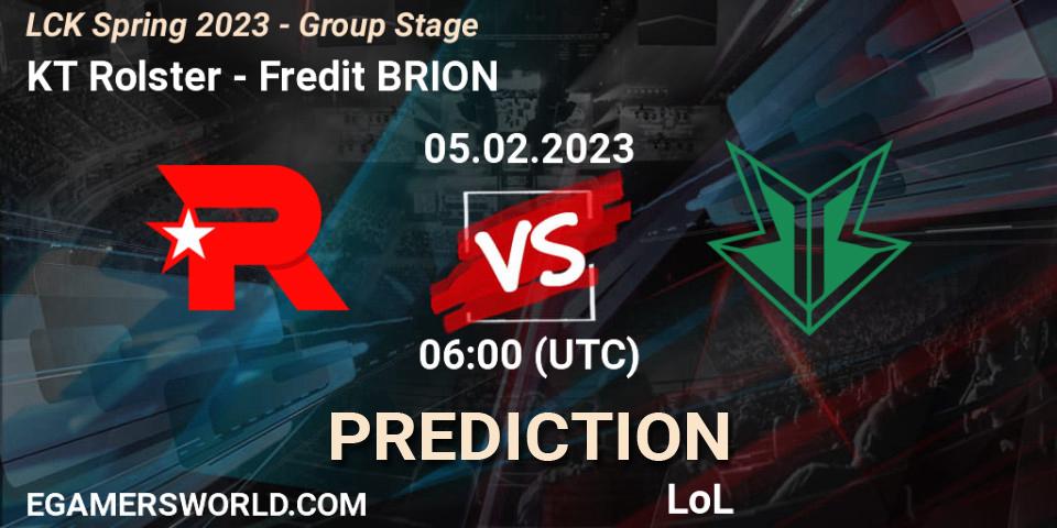 KT Rolster - Fredit BRION: ennuste. 05.02.23, LoL, LCK Spring 2023 - Group Stage