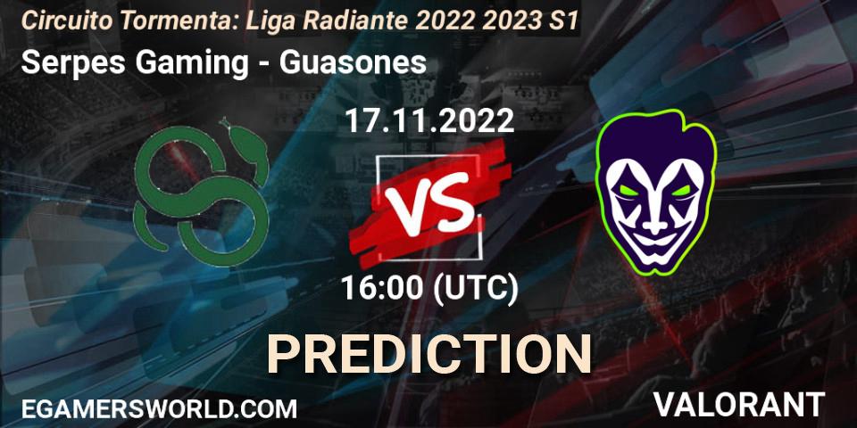 Serpes Gaming - Guasones: ennuste. 24.11.2022 at 18:00, VALORANT, Circuito Tormenta: Liga Radiante 2022 2023 S1