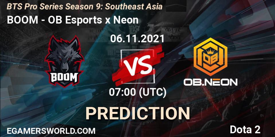 BOOM - OB Esports x Neon: ennuste. 30.10.21, Dota 2, BTS Pro Series Season 9: Southeast Asia