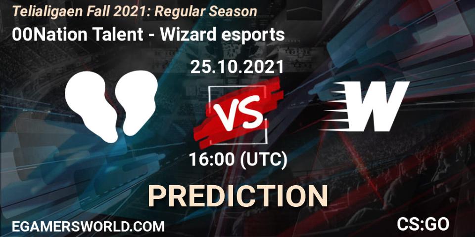 00Nation Talent - Wizard esports: ennuste. 25.10.2021 at 16:00, Counter-Strike (CS2), Telialigaen Fall 2021: Regular Season