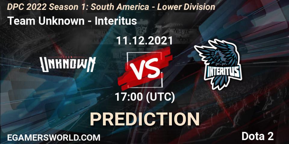Team Unknown - Interitus: ennuste. 11.12.21, Dota 2, DPC 2022 Season 1: South America - Lower Division