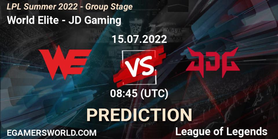 World Elite - JD Gaming: ennuste. 15.07.2022 at 09:00, LoL, LPL Summer 2022 - Group Stage