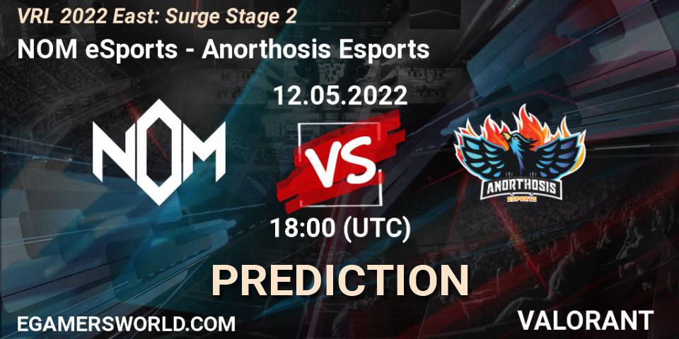 NOM eSports - Anorthosis Esports: ennuste. 12.05.2022 at 18:45, VALORANT, VRL 2022 East: Surge Stage 2