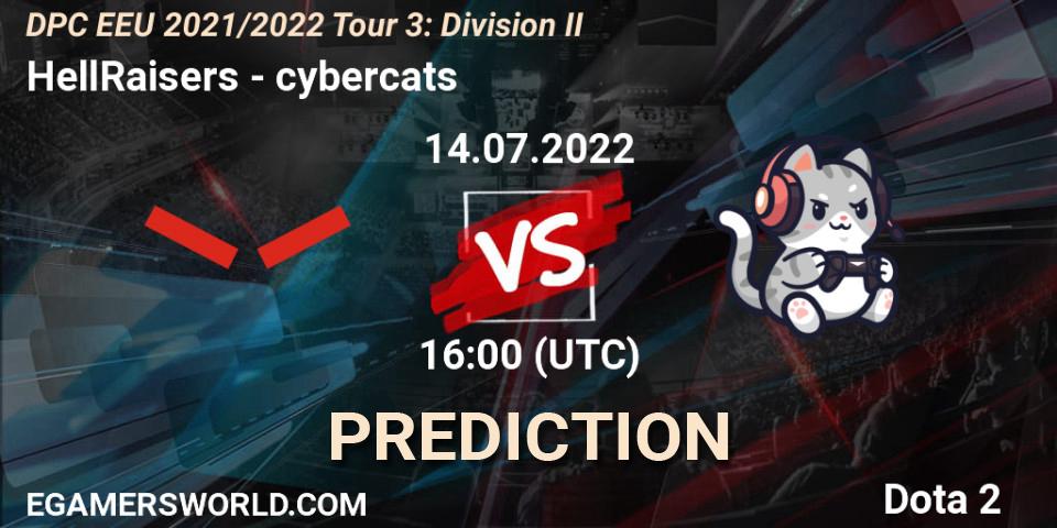 HellRaisers - cybercats: ennuste. 14.07.2022 at 17:10, Dota 2, DPC EEU 2021/2022 Tour 3: Division II