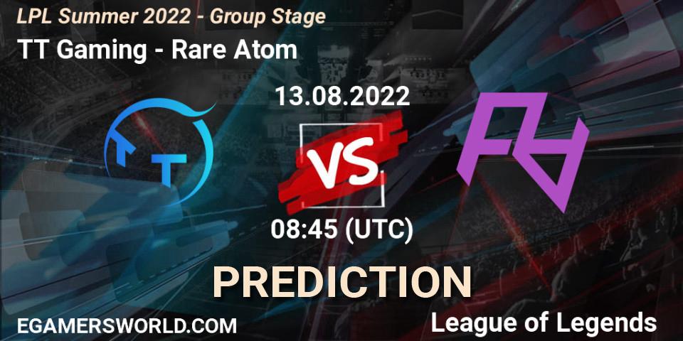 TT Gaming - Rare Atom: ennuste. 13.08.2022 at 09:00, LoL, LPL Summer 2022 - Group Stage