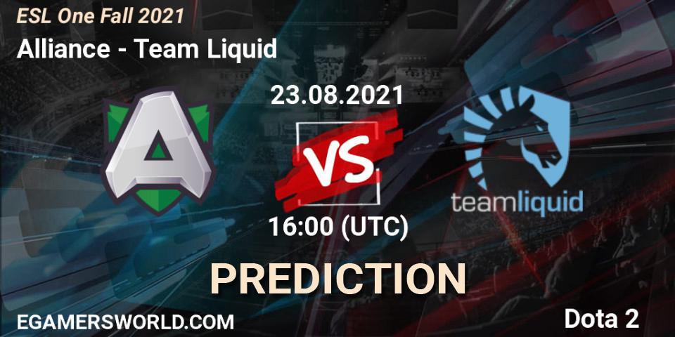 Alliance - Team Liquid: ennuste. 24.08.2021 at 16:00, Dota 2, ESL One Fall 2021