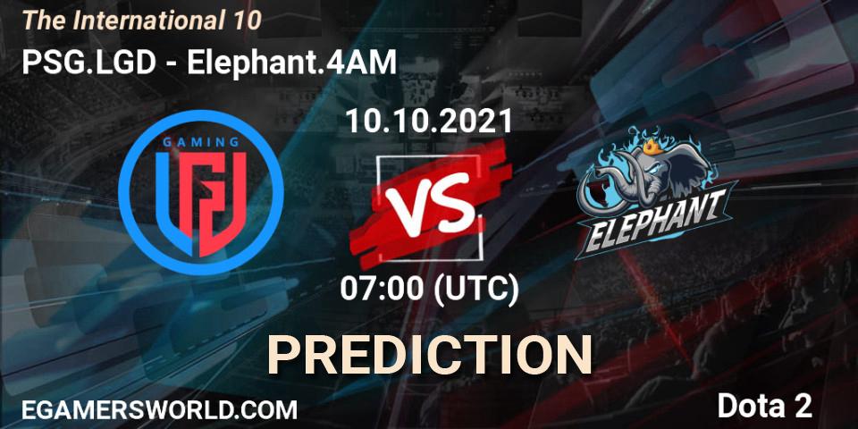 PSG.LGD - Elephant.4AM: ennuste. 10.10.2021 at 07:00, Dota 2, The Internationa 2021