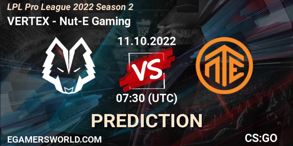 VERTEX - Nut-E Gaming: ennuste. 11.10.2022 at 07:30, Counter-Strike (CS2), LPL Pro League 2022 Season 2