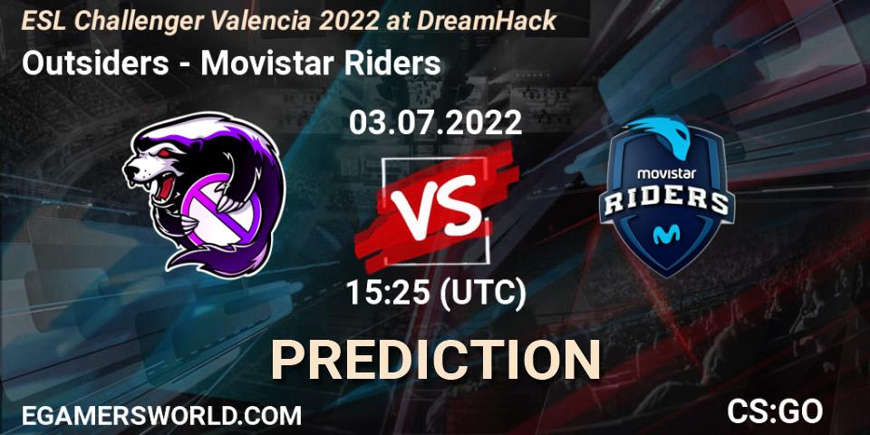 Outsiders - Movistar Riders: ennuste. 03.07.2022 at 15:25, Counter-Strike (CS2), ESL Challenger Valencia 2022 at DreamHack