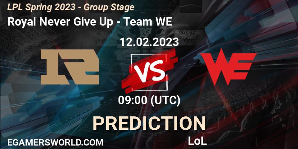 Royal Never Give Up - Team WE: ennuste. 12.02.2023 at 10:00, LoL, LPL Spring 2023 - Group Stage