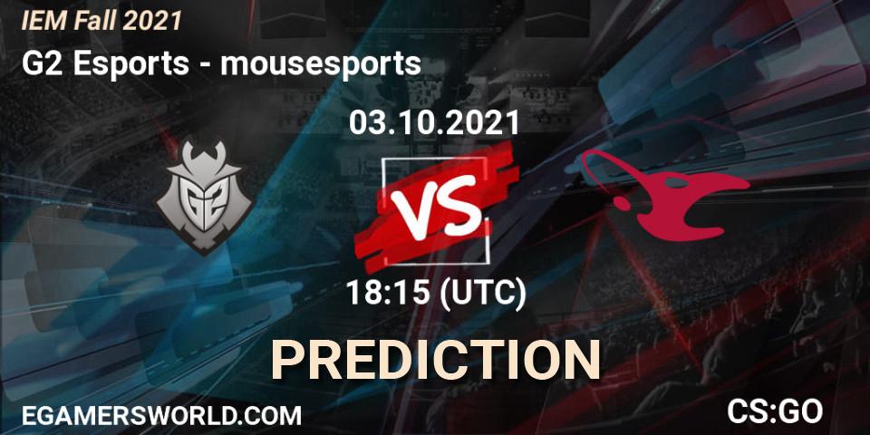 G2 Esports - mousesports: ennuste. 03.10.21, CS2 (CS:GO), IEM Fall 2021: Europe RMR