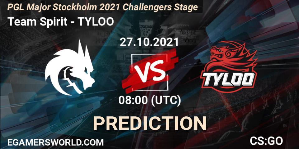 Team Spirit - TYLOO: ennuste. 27.10.2021 at 08:10, Counter-Strike (CS2), PGL Major Stockholm 2021 Challengers Stage