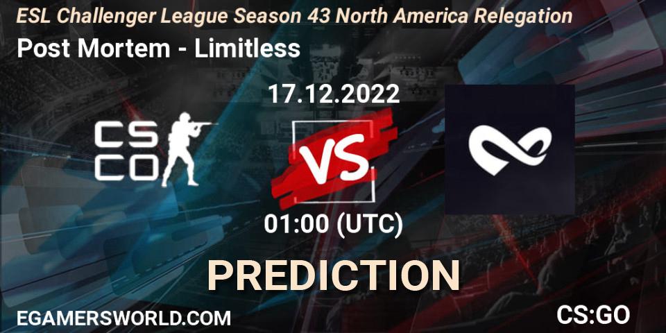 Post Mortem - Limitless: ennuste. 17.12.2022 at 01:00, Counter-Strike (CS2), ESL Challenger League Season 43 North America Relegation
