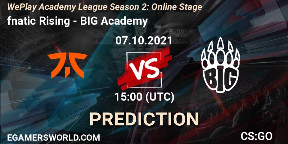 fnatic Rising - BIG Academy: ennuste. 07.10.2021 at 15:00, Counter-Strike (CS2), WePlay Academy League Season 2: Online Stage