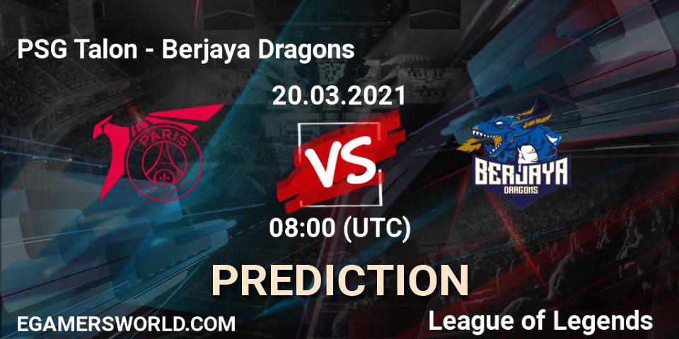 PSG Talon - Berjaya Dragons: ennuste. 20.03.2021 at 09:30, LoL, PCS Spring 2021 - Group Stage