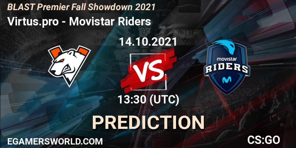 Virtus.pro - Movistar Riders: ennuste. 14.10.2021 at 13:30, Counter-Strike (CS2), BLAST Premier Fall Showdown 2021