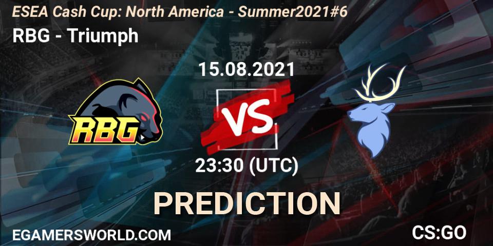 RBG - Triumph: ennuste. 15.08.2021 at 23:30, Counter-Strike (CS2), ESEA Cash Cup: North America - Summer 2021 #6