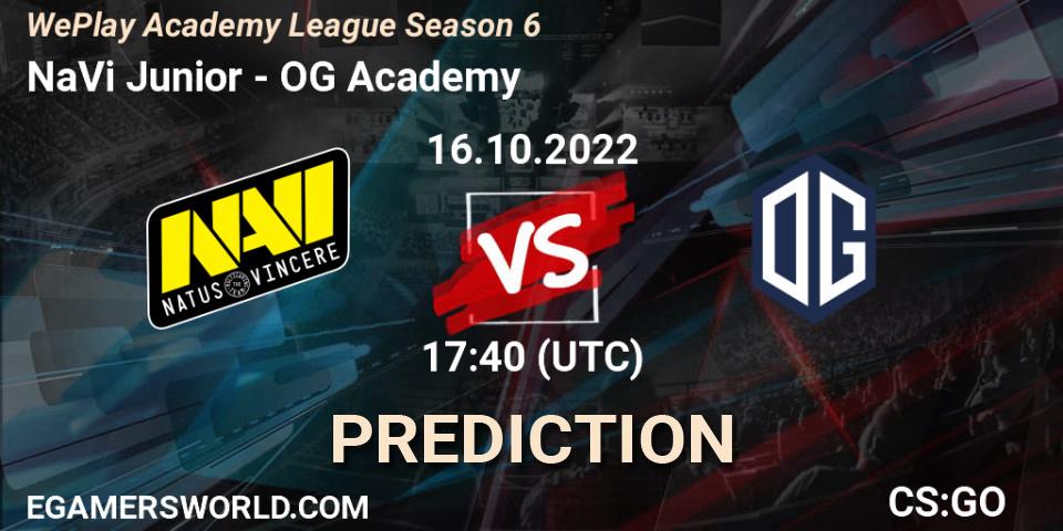 NaVi Junior - OG Academy: ennuste. 28.10.2022 at 15:55, Counter-Strike (CS2), WePlay Academy League Season 6