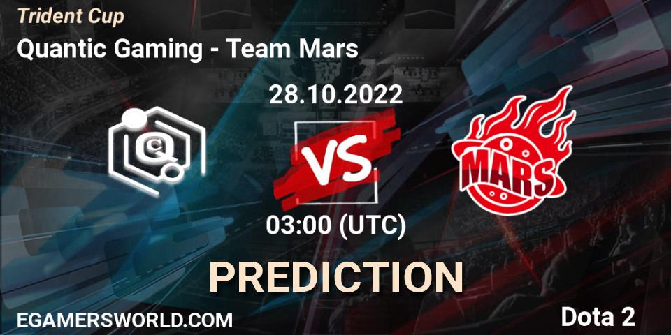Quantic Gaming - Team Mars: ennuste. 28.10.2022 at 03:00, Dota 2, Trident Cup