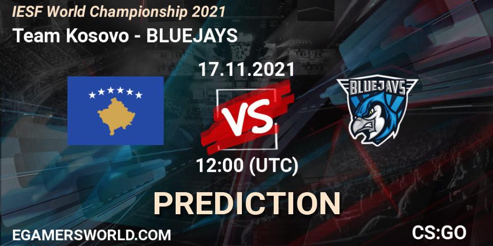 Team Kosovo - BLUEJAYS: ennuste. 17.11.2021 at 12:00, Counter-Strike (CS2), IESF World Championship 2021