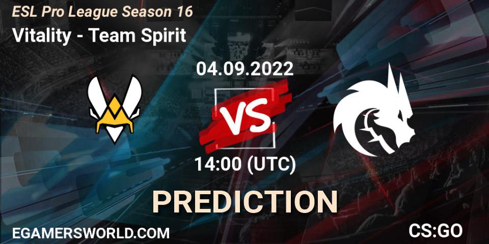 Vitality - Team Spirit: ennuste. 04.09.2022 at 17:30, Counter-Strike (CS2), ESL Pro League Season 16