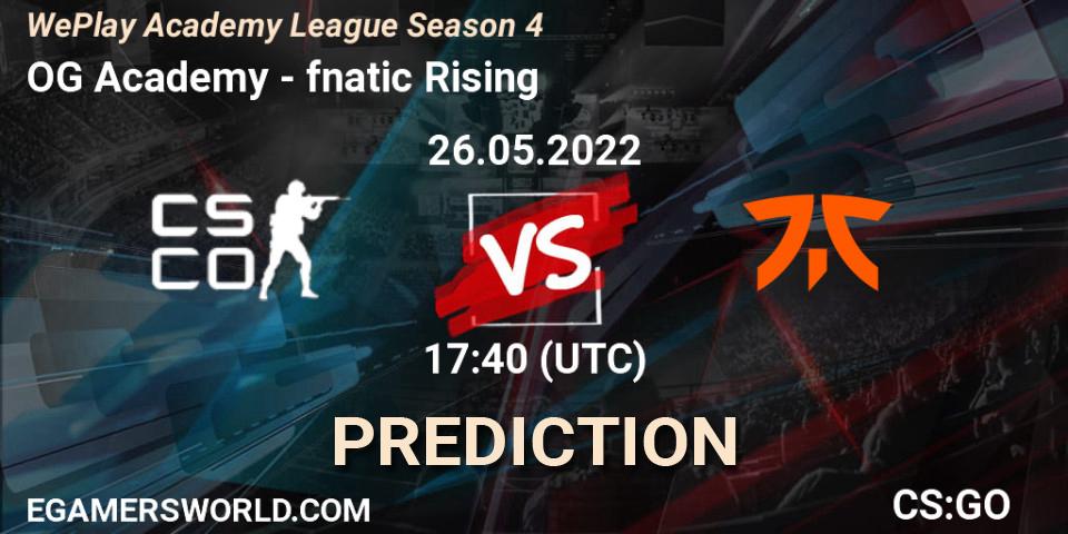 OG Academy - fnatic Rising: ennuste. 26.05.2022 at 17:40, Counter-Strike (CS2), WePlay Academy League Season 4