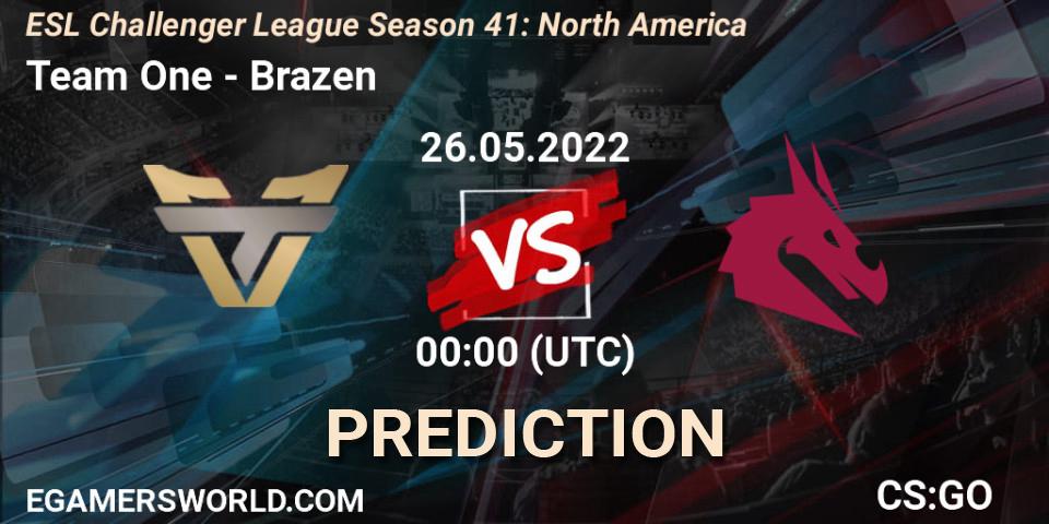 Team One - Brazen: ennuste. 26.05.2022 at 00:00, Counter-Strike (CS2), ESL Challenger League Season 41: North America