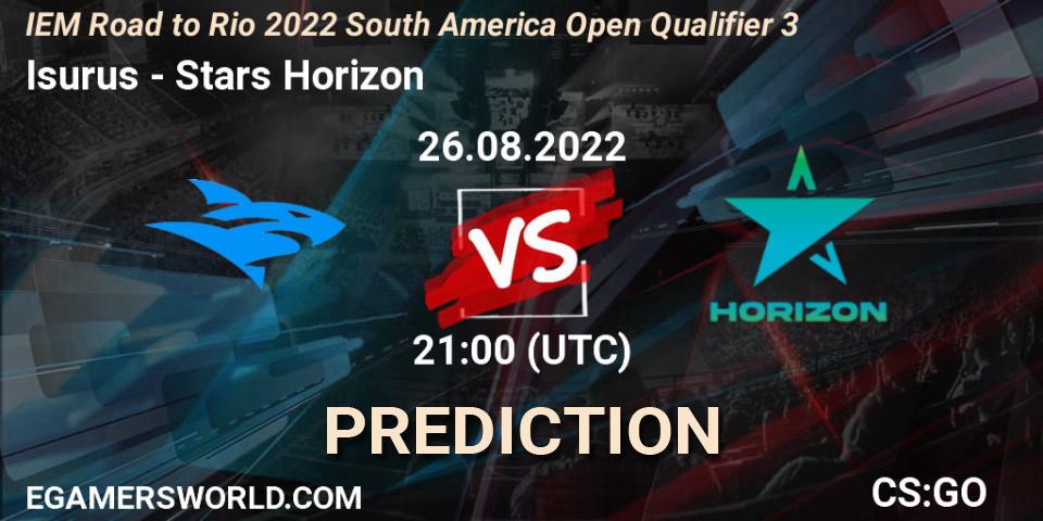 Isurus - Stars Horizon: ennuste. 26.08.2022 at 21:15, Counter-Strike (CS2), IEM Road to Rio 2022 South America Open Qualifier 3