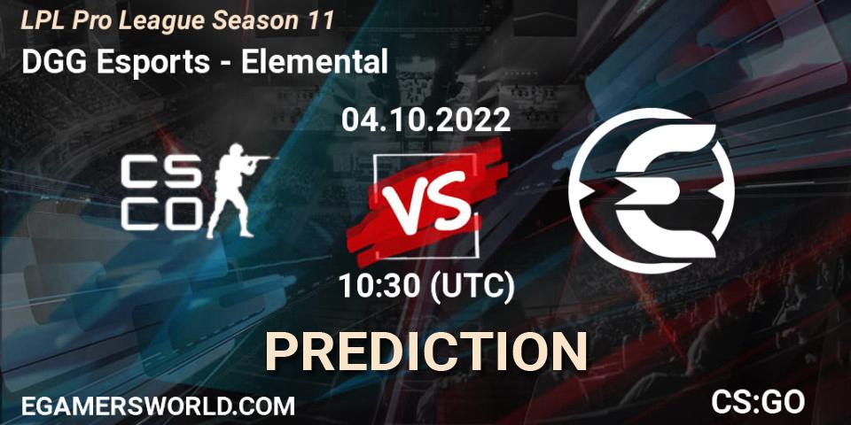 DGG Esports - Elemental: ennuste. 04.10.2022 at 11:00, Counter-Strike (CS2), LPL Pro League 2022 Season 2