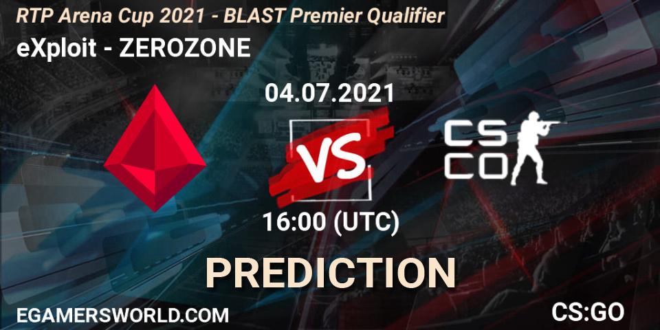 eXploit - ZEROZONE: ennuste. 04.07.2021 at 15:00, Counter-Strike (CS2), RTP Arena Cup 2021 - BLAST Premier Qualifier