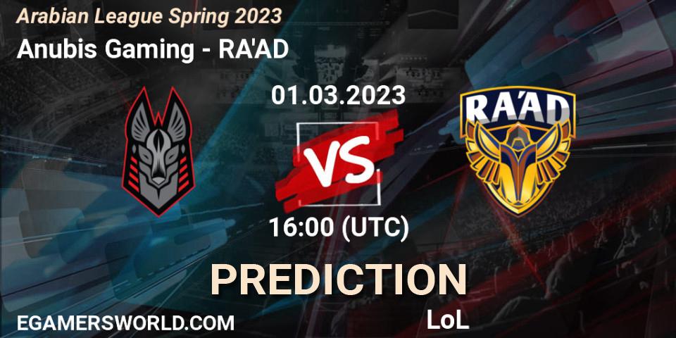 Anubis Gaming - RA'AD: ennuste. 08.02.23, LoL, Arabian League Spring 2023