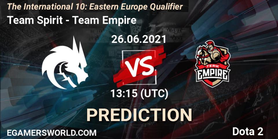 Team Spirit - Team Empire: ennuste. 26.06.21, Dota 2, The International 10: Eastern Europe Qualifier