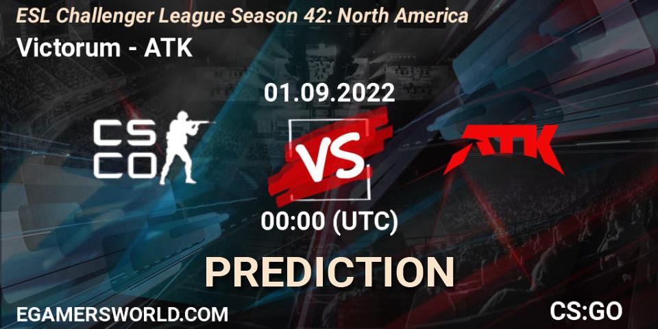 Victorum - ATK: ennuste. 15.09.2022 at 22:00, Counter-Strike (CS2), ESL Challenger League Season 42: North America