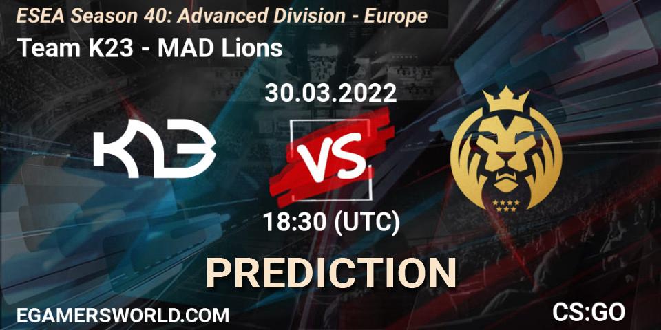 Team K23 - MAD Lions: ennuste. 30.03.22, CS2 (CS:GO), ESEA Season 40: Advanced Division - Europe