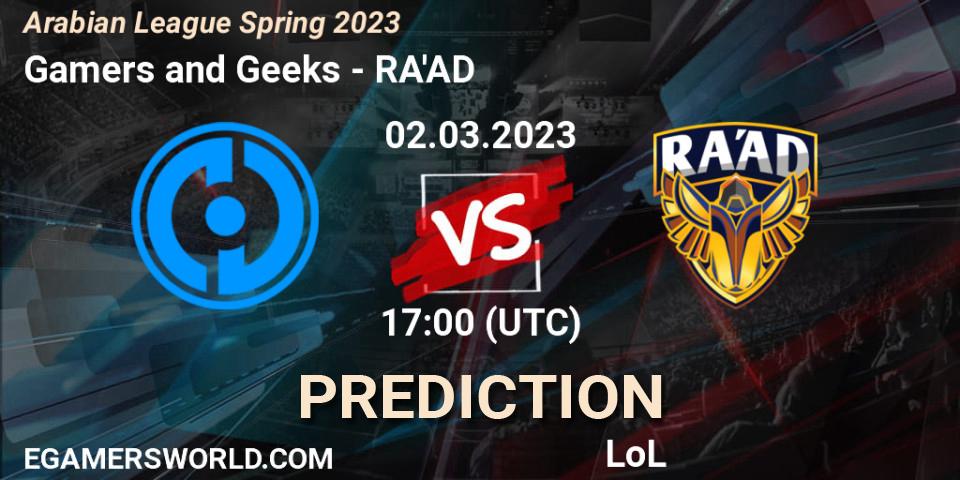Gamers and Geeks - RA'AD: ennuste. 09.02.23, LoL, Arabian League Spring 2023