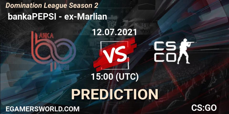  bankaPEPSI - ex-Marlian: ennuste. 12.07.2021 at 15:00, Counter-Strike (CS2), Domination League Season 2