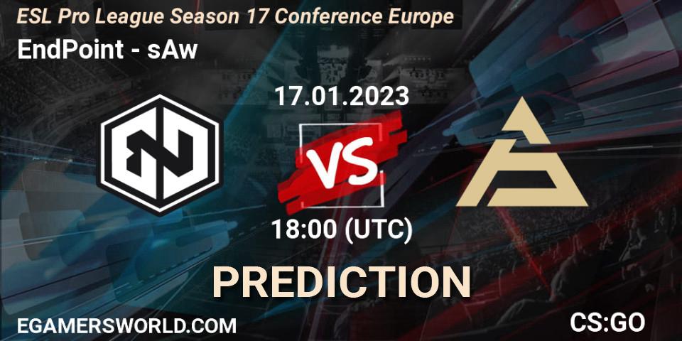 EndPoint - sAw: ennuste. 17.01.2023 at 18:00, Counter-Strike (CS2), ESL Pro League Season 17 Conference Europe