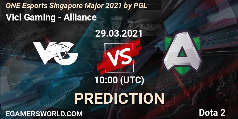 Vici Gaming - Alliance: ennuste. 29.03.2021 at 11:40, Dota 2, ONE Esports Singapore Major 2021