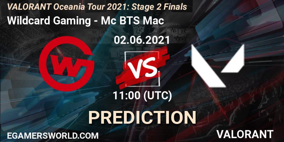 Wildcard Gaming - Mc BTS Mac: ennuste. 02.06.2021 at 11:00, VALORANT, VALORANT Oceania Tour 2021: Stage 2 Finals
