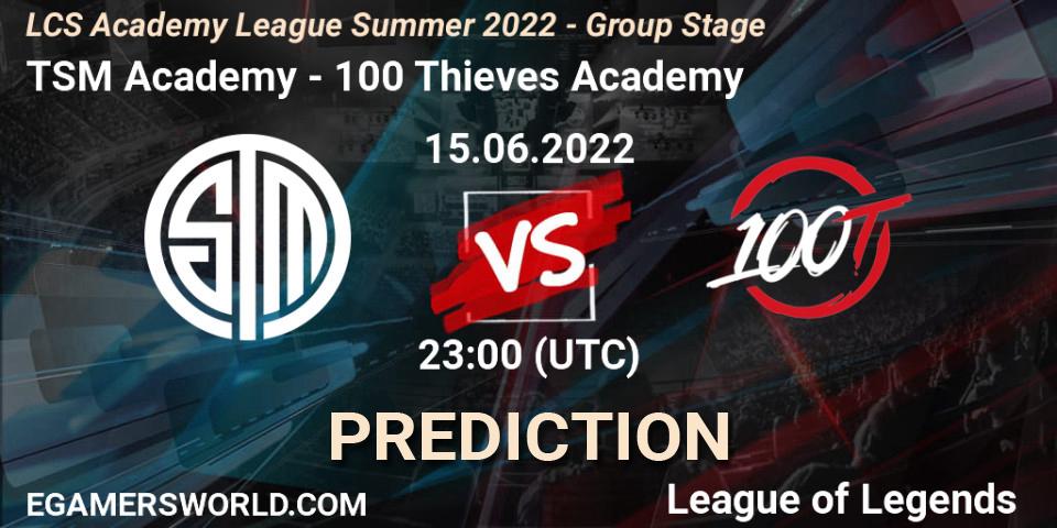 TSM Academy - 100 Thieves Academy: ennuste. 15.06.22, LoL, LCS Academy League Summer 2022 - Group Stage