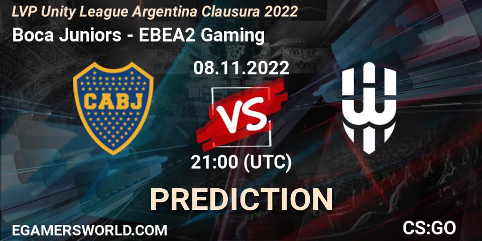 Boca Juniors - EBEA2 Gaming: ennuste. 08.11.2022 at 21:00, Counter-Strike (CS2), LVP Unity League Argentina Clausura 2022