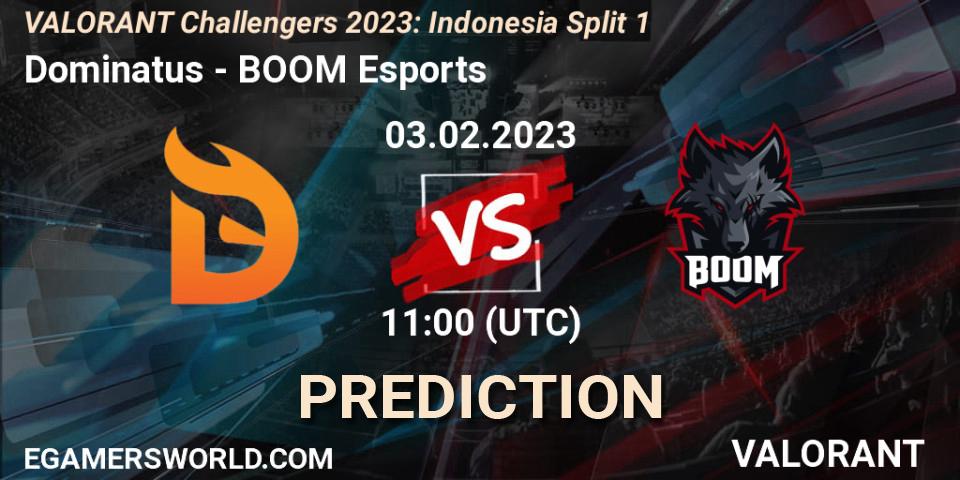 Dominatus - BOOM Esports: ennuste. 09.02.23, VALORANT, VALORANT Challengers 2023: Indonesia Split 1