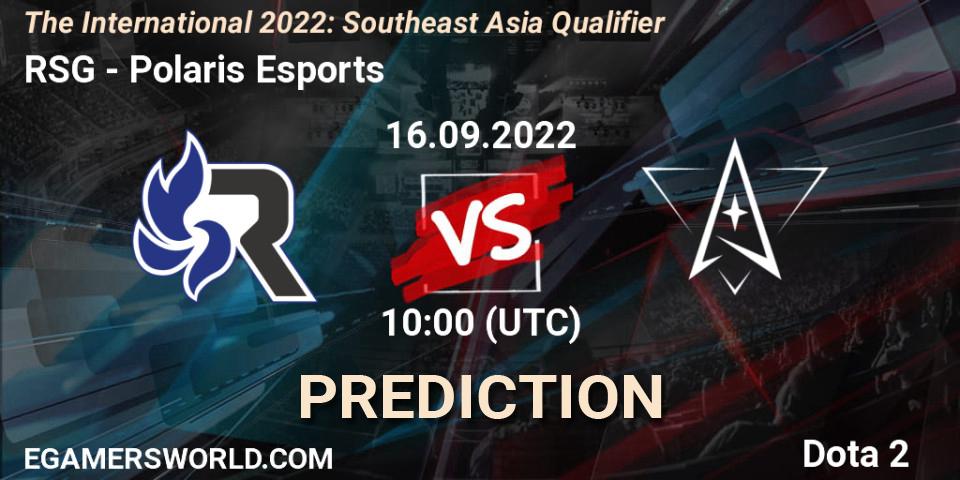 RSG - Polaris Esports: ennuste. 16.09.2022 at 09:19, Dota 2, The International 2022: Southeast Asia Qualifier