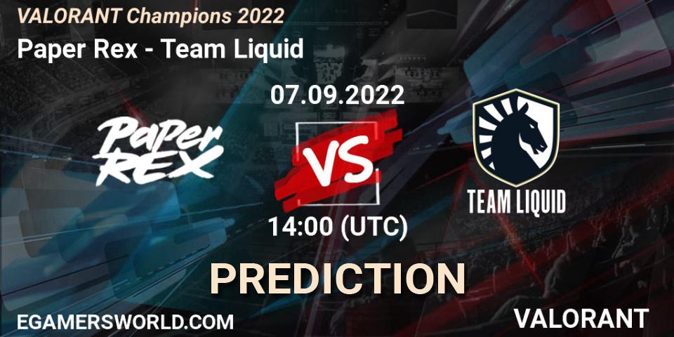 Paper Rex - Team Liquid: ennuste. 07.09.22, VALORANT, VALORANT Champions 2022