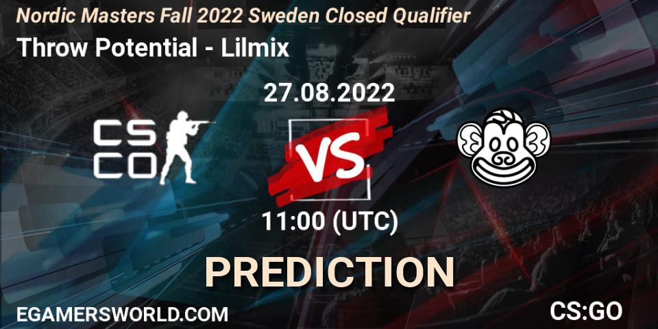 Throw Potential - Lilmix: ennuste. 27.08.2022 at 11:00, Counter-Strike (CS2), Nordic Masters Fall 2022 Sweden Closed Qualifier