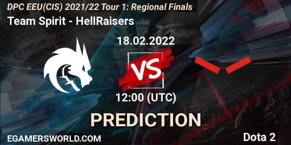 Team Spirit - HellRaisers: ennuste. 18.02.2022 at 13:02, Dota 2, DPC EEU(CIS) 2021/22 Tour 1: Regional Finals