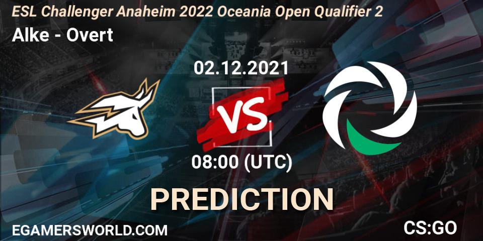 Alke - Overt: ennuste. 02.12.2021 at 08:00, Counter-Strike (CS2), ESL Challenger Anaheim 2022 Oceania Open Qualifier 2