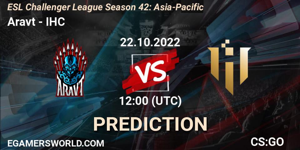Aravt - IHC: ennuste. 22.10.2022 at 12:00, Counter-Strike (CS2), ESL Challenger League Season 42: Asia-Pacific