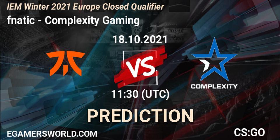 fnatic - Complexity Gaming: ennuste. 18.10.2021 at 11:30, Counter-Strike (CS2), IEM Winter 2021 Europe Closed Qualifier